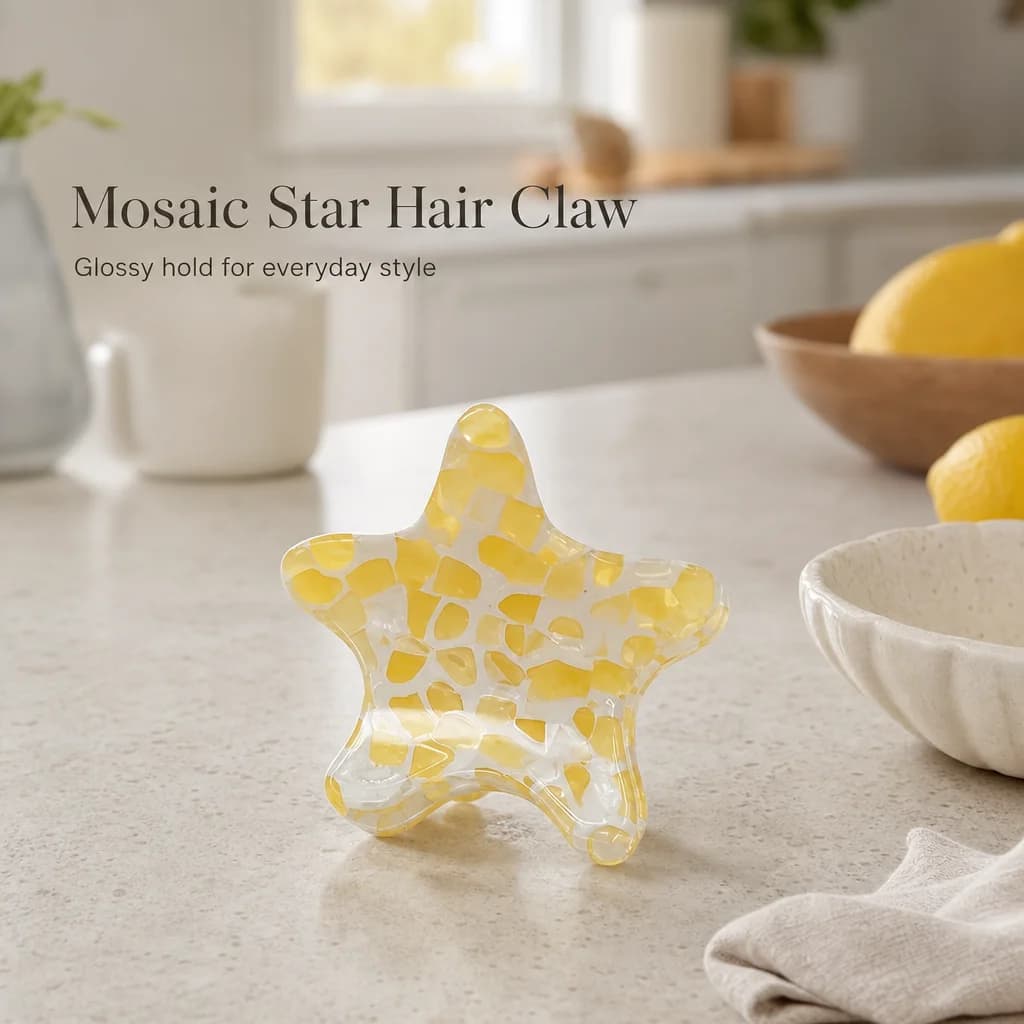 Fermagli per capelli estivi a forma di stella a cinque punte, fermaglio a squalo in acrilico scintillante, accessori per capelli casual e carini