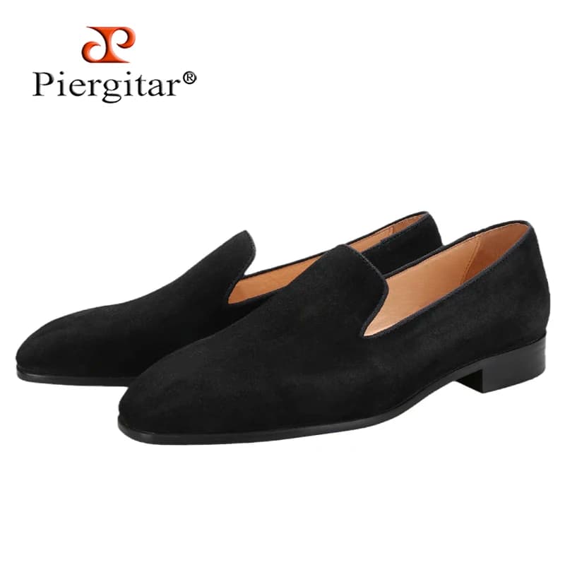 Piergitar CL Stesso design Mocassini slip-on da uomo in pelle scamosciata multicolore Scarpe basse con tarassaco fatte a mano Modello classico Pantofole con fondo rosso