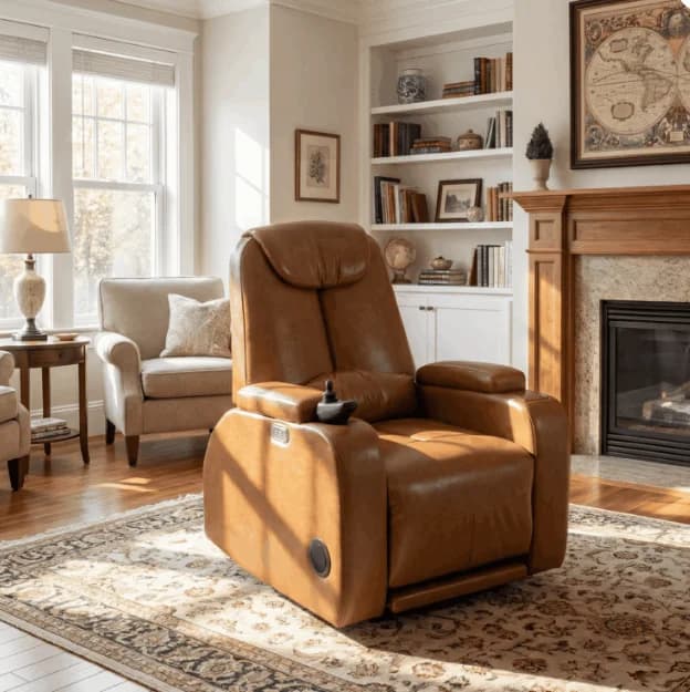 # Poltrona Reclinabile Moderna in Pelle con Altoparlanti Bluetooth, Divano Reclinabile Mobile - Arredamento per Casa, Ufficio e Soggiorno