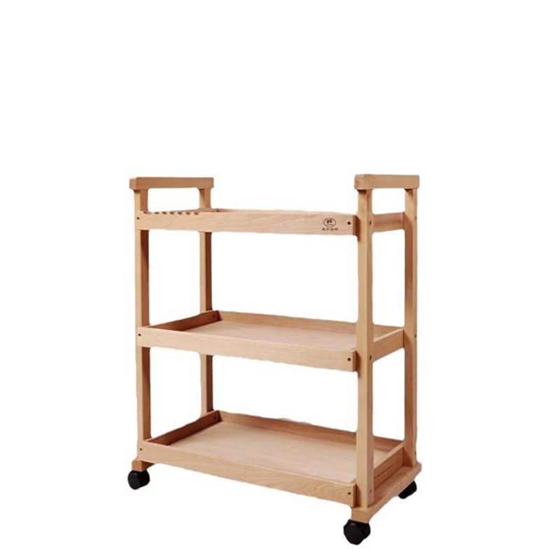 Carrello portaoggetti per pittura in legno Carrello artistico Carrello portautensili portatile per pittura a olio Tre ripiani per pigmenti in legno massello