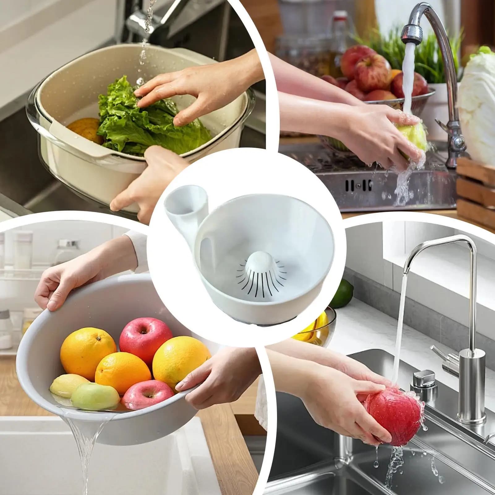 Lavatrice per verdure Ciotola per lavaggio frutta portatile Stampa 3D Lavaggio per alimenti Spinner Macchina per la pulizia automatica per il drenaggio della cucina