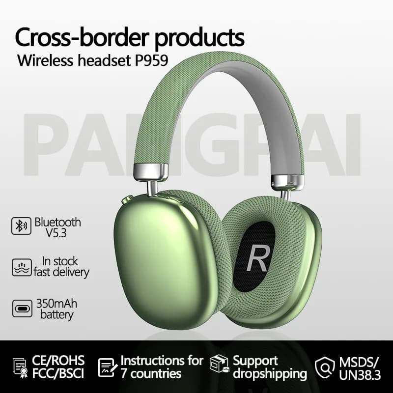 New Hot Over-Ear Wireless Bluetooth Headphone Noise Cancelling Mic Gaming Head Mounted Earphone Sport Sleep Headset With TF Card