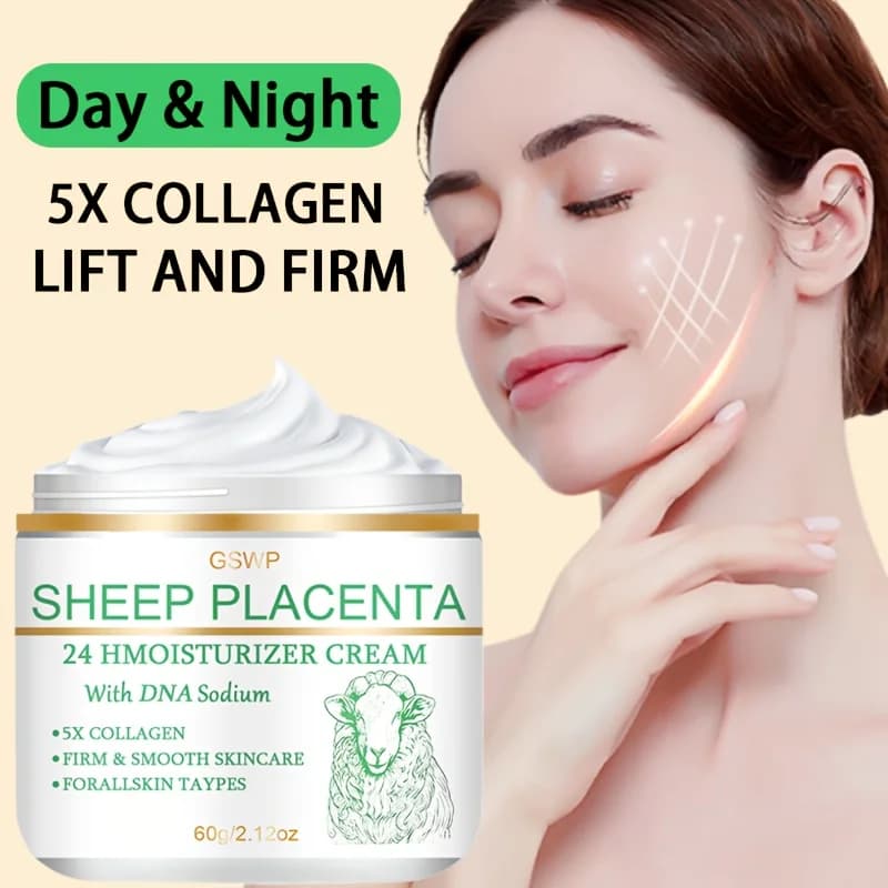 GSWP Crema al Collagene di Placenta Rassoda la Pelle, Idrata Giorno e Notte, Facilmente Assorbibile, Rinfrescante e Non Unta. 60g/120g