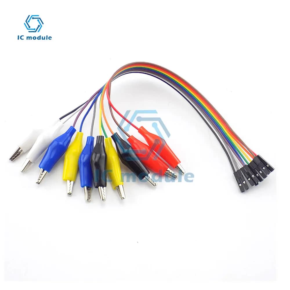 Clip a coccodrillo a cavo Dupont 10pin maschio coccodrillo Clip a ponticello cavo di prova femmina a 10pin per Arduino