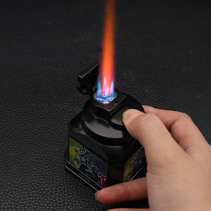 HONEST NEW Red Flame Table Gas Lighter, 4-weight Powerful Flame, Windproof, Press Ignition, High-end Business Gift