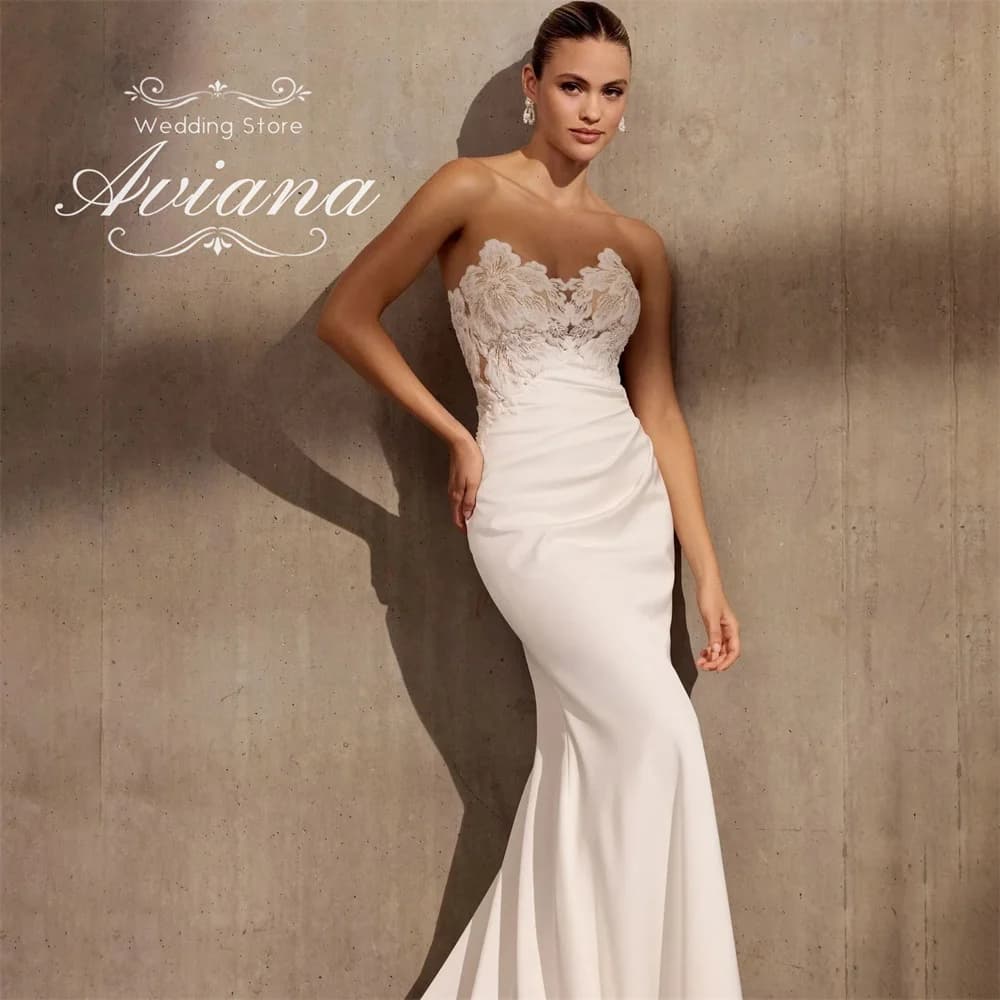 Aviana Applique personalizzata Elegante abito da sposa classico a sirena Sweetheart Sweep Train Nuovo design Affascinante senza maniche Grateful