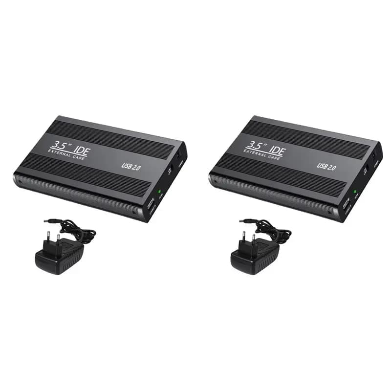 【SURPISE】2x Box esterno IDE per disco rigido da 3,5 pollici, compatibile con HDD/SSD IDE, con alimentatore e spina EU