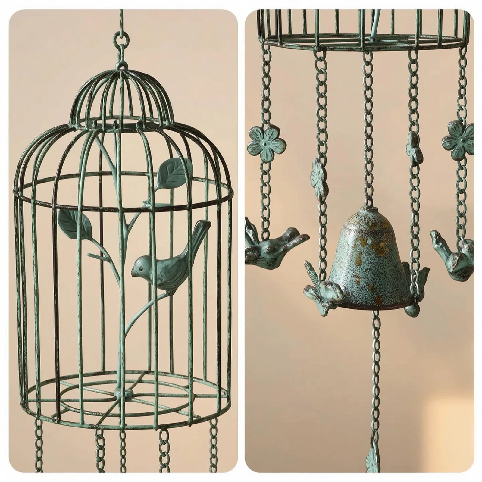 Birdcage Wind Chime Outdoor Wind Chime with Bell Decor Melodious Delicate for Homeowners, Garden, Patio