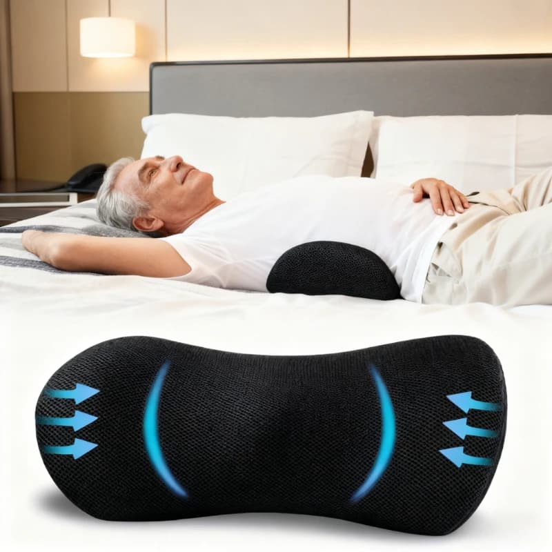 Cuscino di supporto lombare da 1 pezzo. Cuscinetto in vita in memory foam per un massimo comfort, copertura in poliestere lavabile in lavatrice.