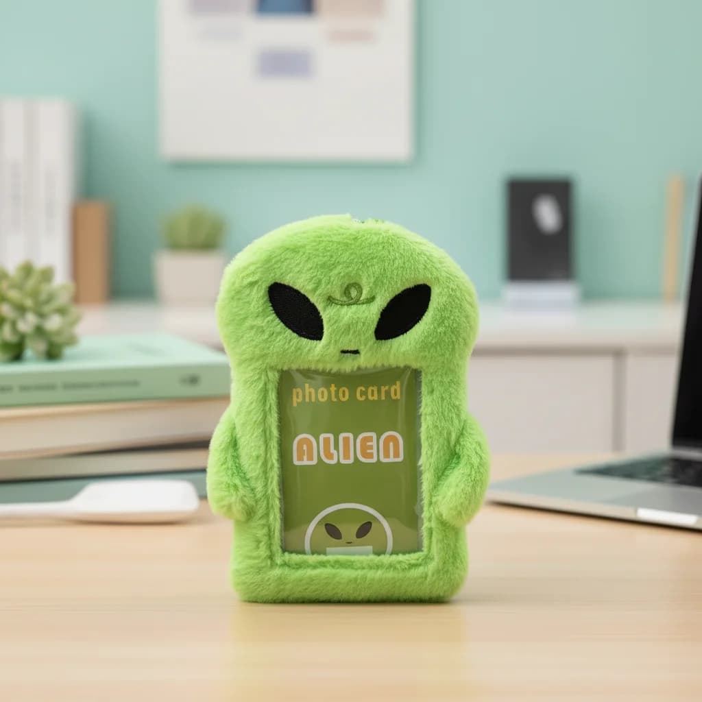 Plush Animal Card Holder With Clear PVC Window, Cute Bunny ID Badge Case With Lanyard For School Bus Pass Student Cards