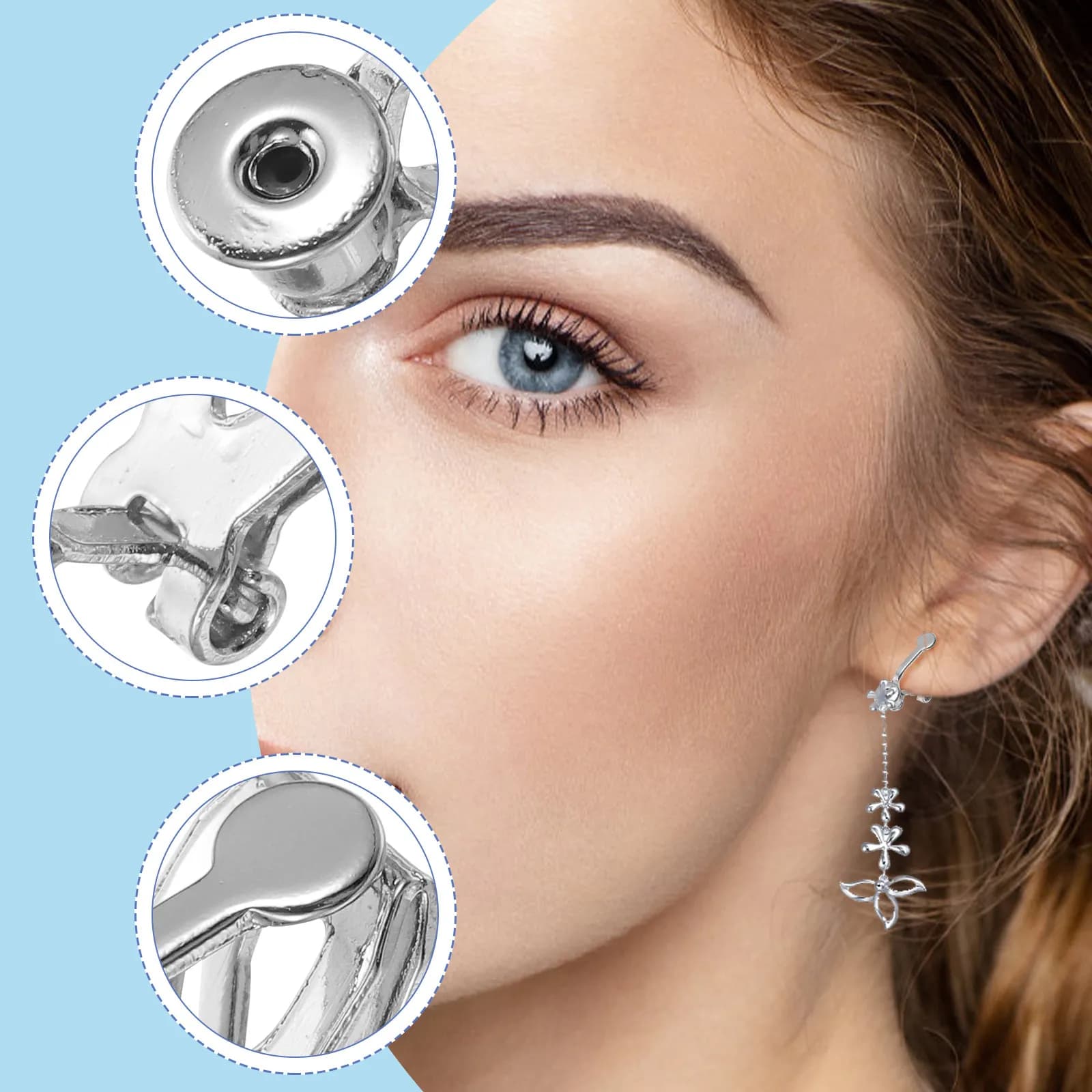 8 Pezzi Base per Orecchini a Clip Fai da Te in Metallo, Non Forati, a Triangolo, Sicuri, Componenti e Accessori per la Creazione di Gioielli per Orecchie