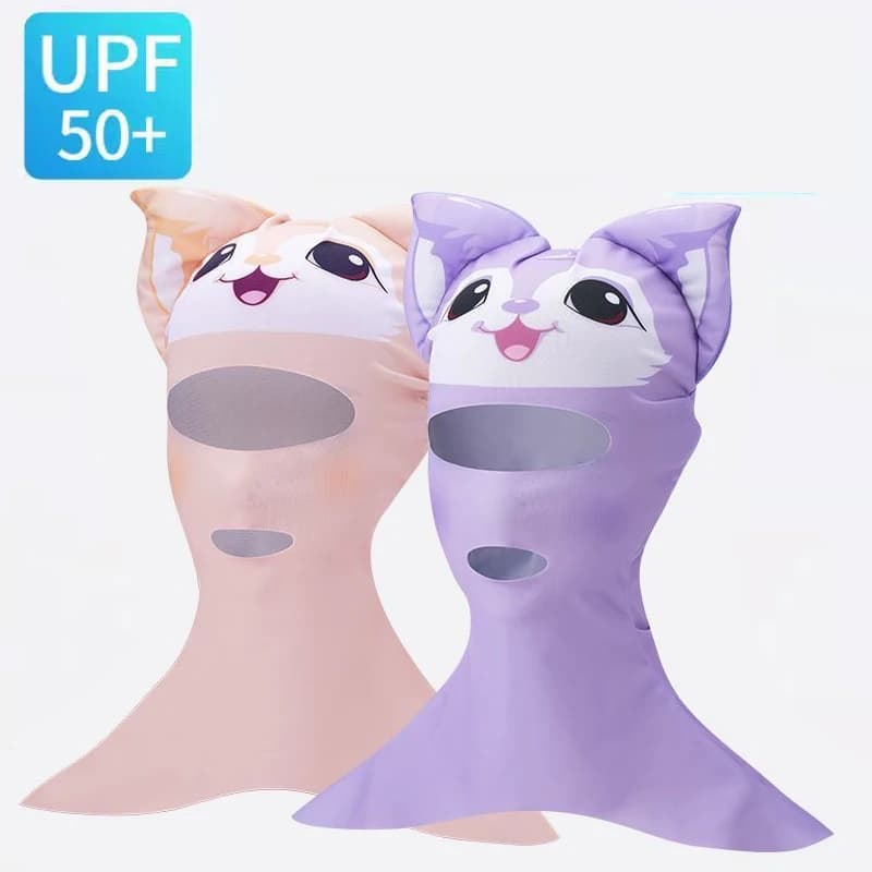 Cute Women Nuoto Dives UV Solar Protection Full Face Mask Head Covers Collar Elastic Swimming Head for Diving Water Sports
