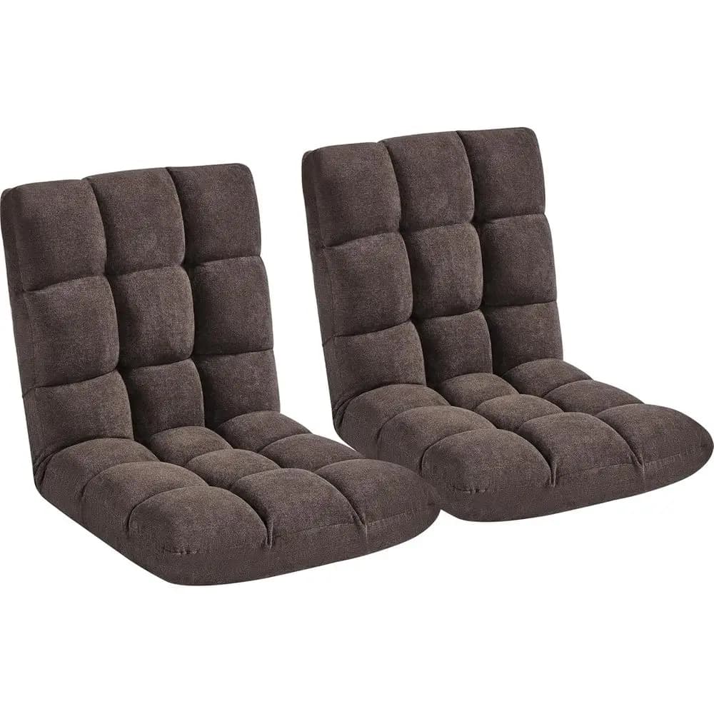 Sedia da Gaming con Supporto Lombare Imbottito e Schienale Regolabile, Set Lounge Reclinabile in 2 Pezzi, Marrone