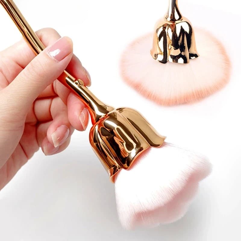 Golden Pink Nail Brush, Nail Art Brushes, UV and Powder Gel Cleaning Tools, Nail Accessories