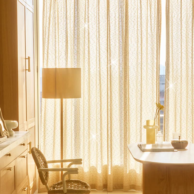 Elegante Tenda Trasparente Testurizzata, Drappeggio per Finestre Filtrante della Luce in Jacquard per Soggiorno