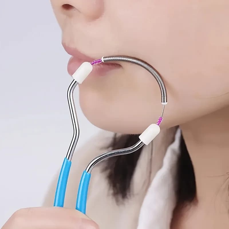 Epilatore facciale per donna, rimuove i peli indesiderati sul labbro superiore, il mento, il viso, epilatore portatile a molla per Sk liscia