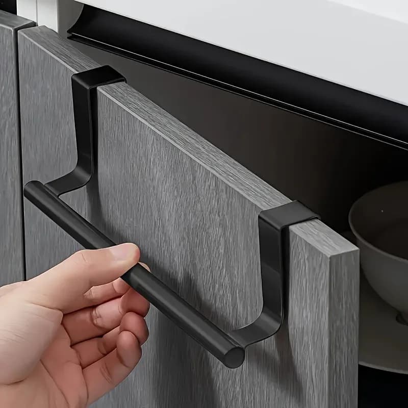 1 pz portasciugamani sopra porta portasciugamani supporto sospeso armadio in acciaio inossidabile portasciugamani nero appendiabiti per bagno cucina