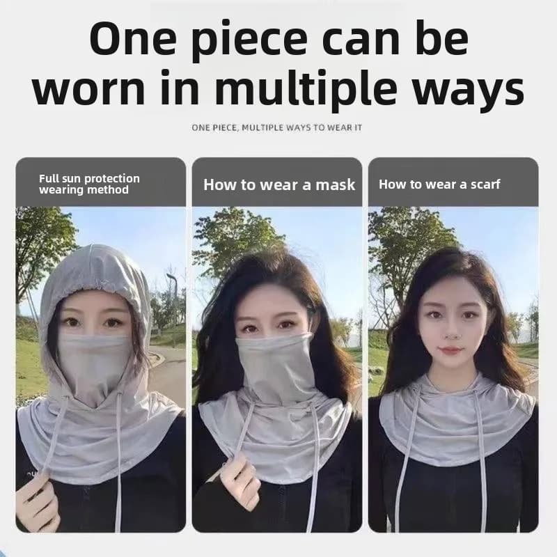 Maschera Protettiva Solare, Cappello, Protezione Integrata per il Collo, Protezione UV Completa per il Viso, Tuta da Ciclismo, Copricapo, Sciarpa in Seta Ghiacciata per Uomo