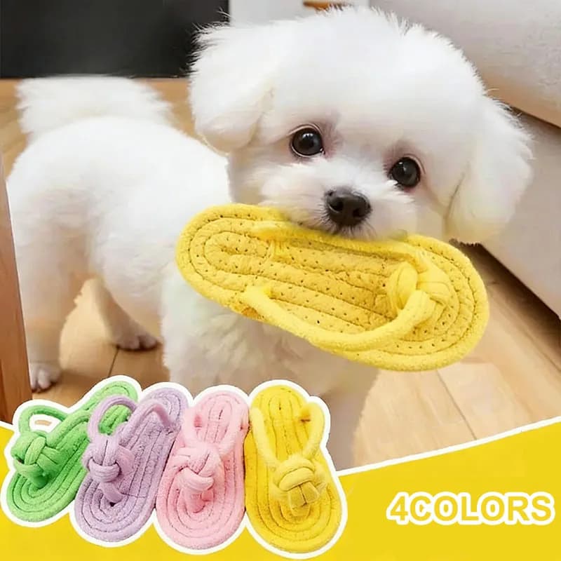 Divertenti Giocattoli per Cani a Forma di Pantofole, Scarpe in Corda di Cotone Interattive per la Pulizia dei Denti dei Cuccioli, Addestramento all'Aperto, Allevia l'Ansia dei Gatti