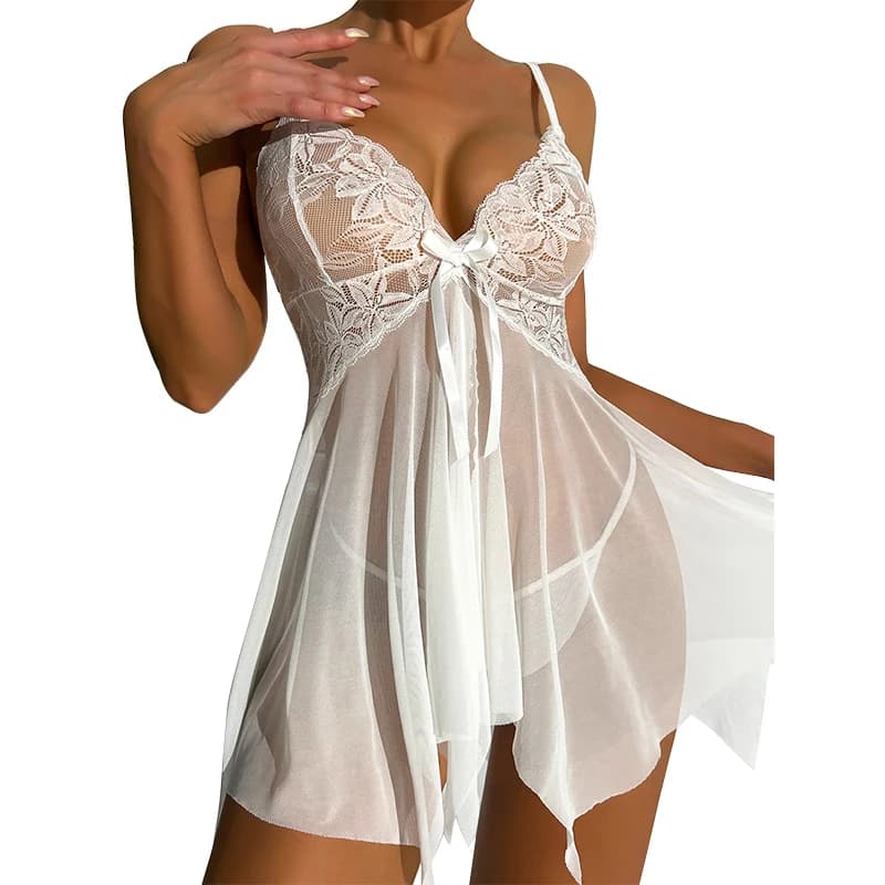 Sexy Lingerie Women's Crotchless Sleepwear Summer Pijama Pizzo Women's Nightwear Erotic Costumes Intimo Nightwear G-String