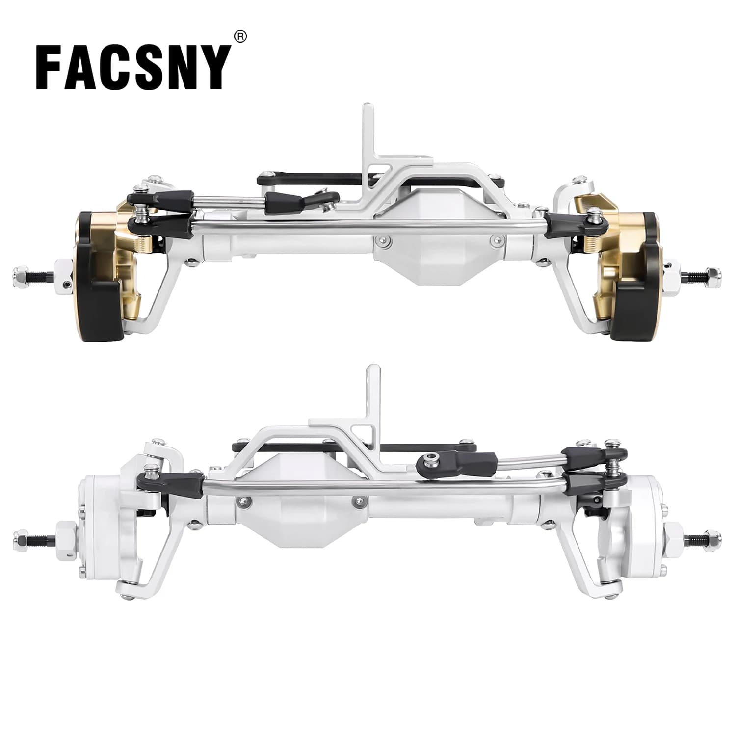 LCG Heavy Aluminum Front Rear Portal Axle Set+Brass Knuckles 50° 4WS for 1/10 RC Crawler Axial Capra 1.9 Chassis