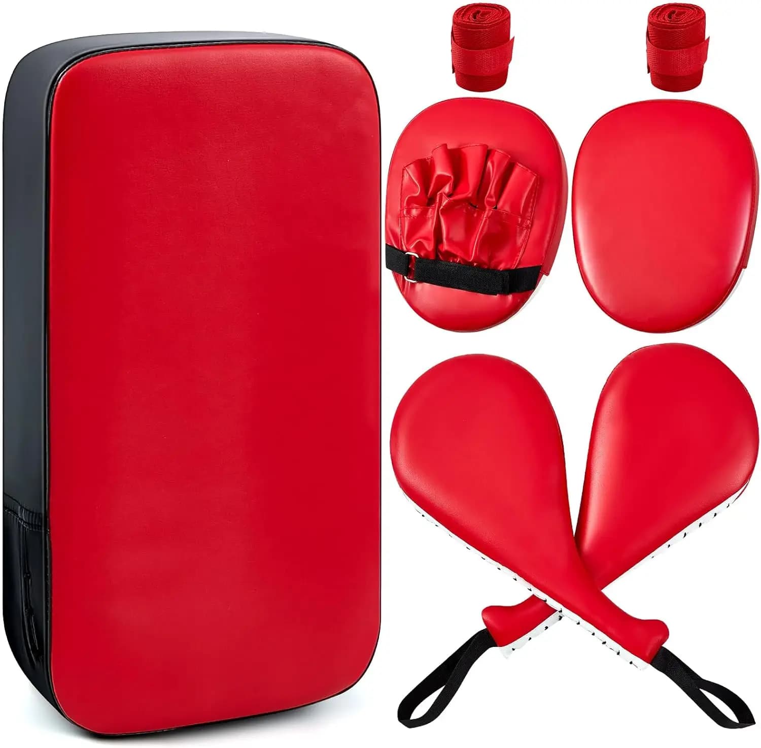 Set di Protezioni per Taekwondo 7-in-1, Guantoni Regolabili e Fasce da Polso per Allenamento di Karate, Muay Thai, MMA