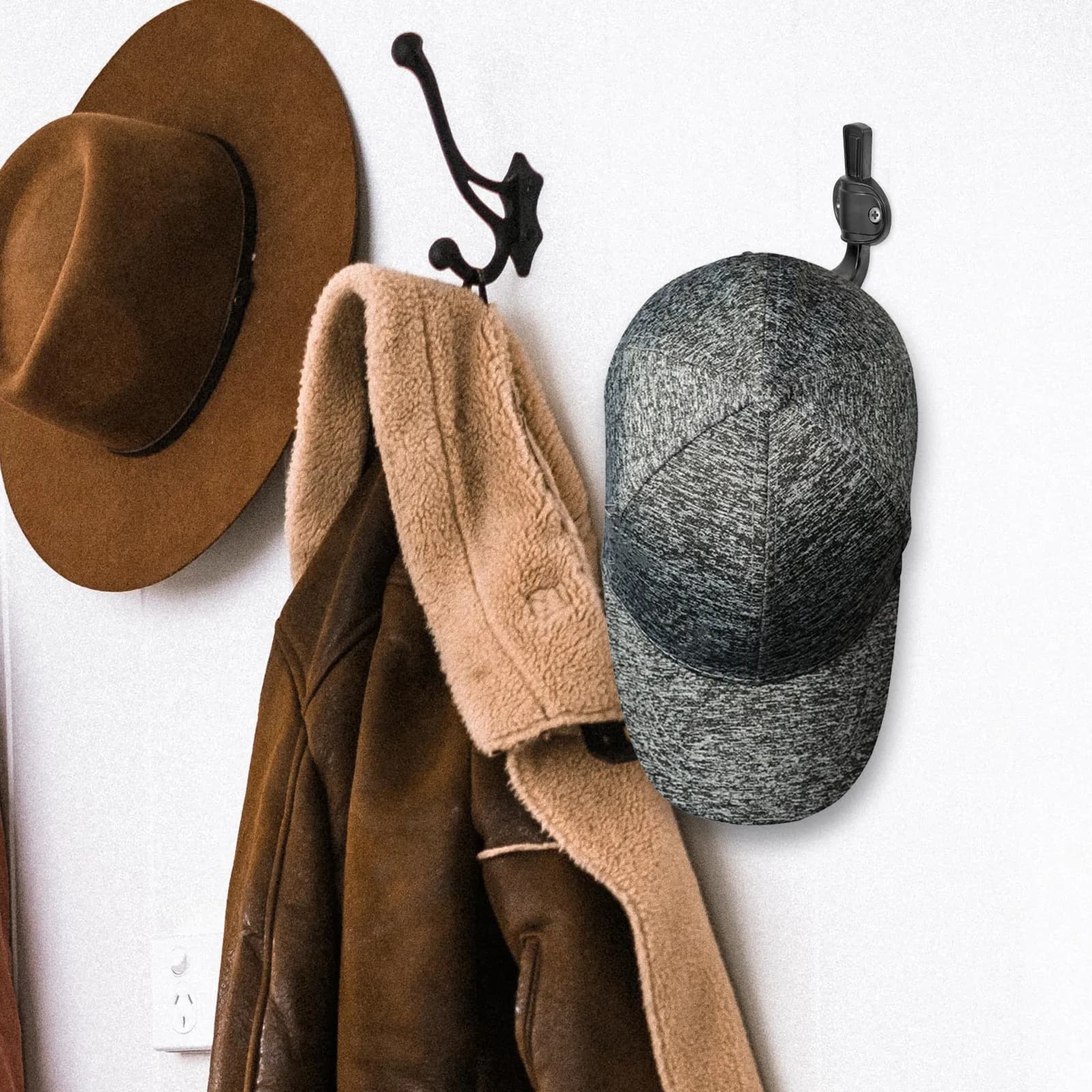 Sleek Wall Mount Metal Coat Hook Heavy Duty for Hanging Coats Hats Bags Towels Robes Belts Scarves in Entryway Hallway Closet