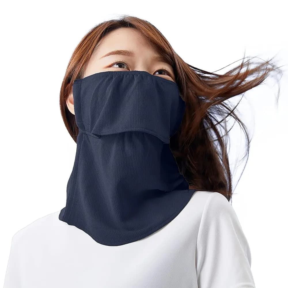 Maschera di protezione solare UV per viso e collo, standard Yake-nu, chiusura con gancio e anello