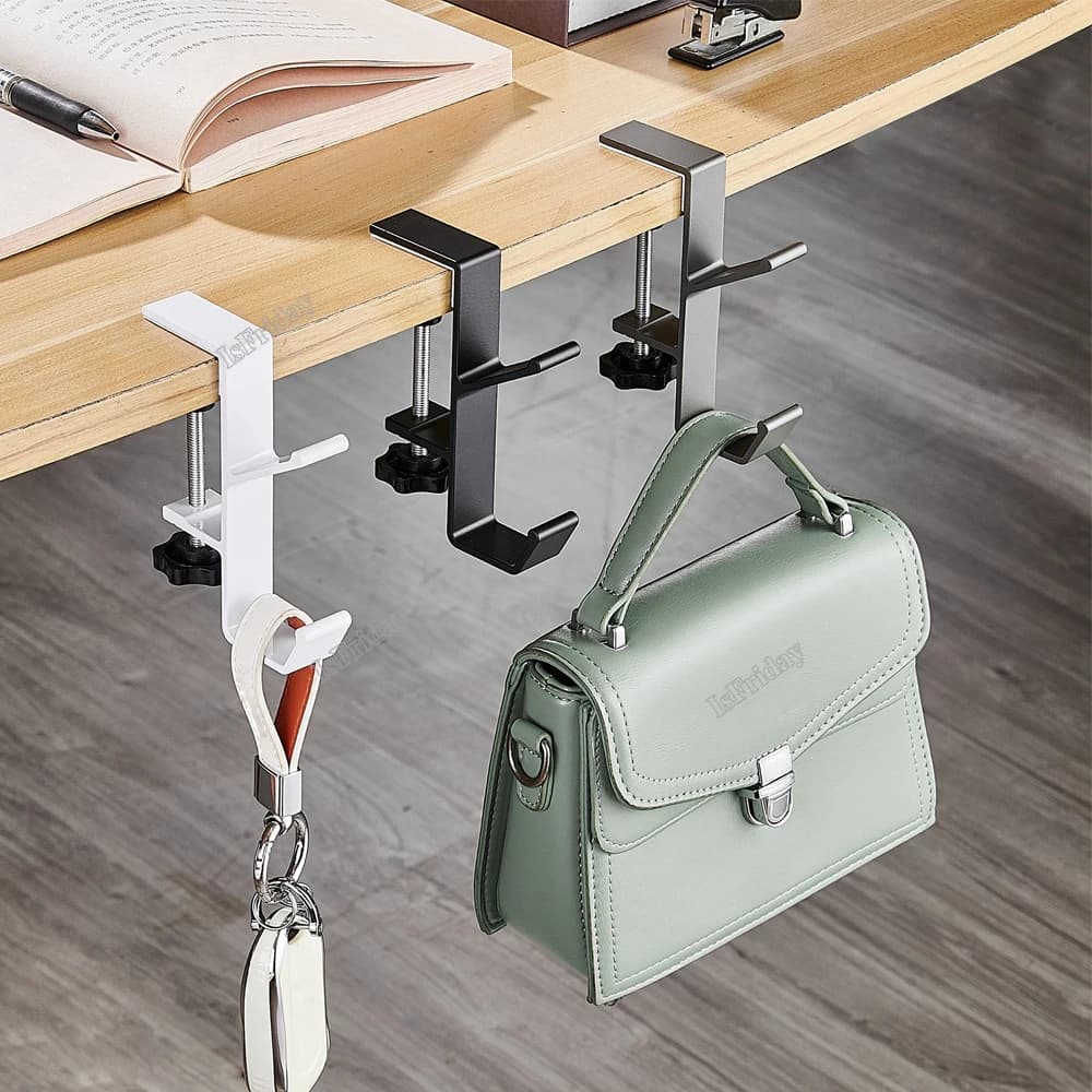 Set of 3 Adjustable Hooks for Edge Desk, Gaming Headphone Holder, Backpack Hook, No Drilling, Home & Office