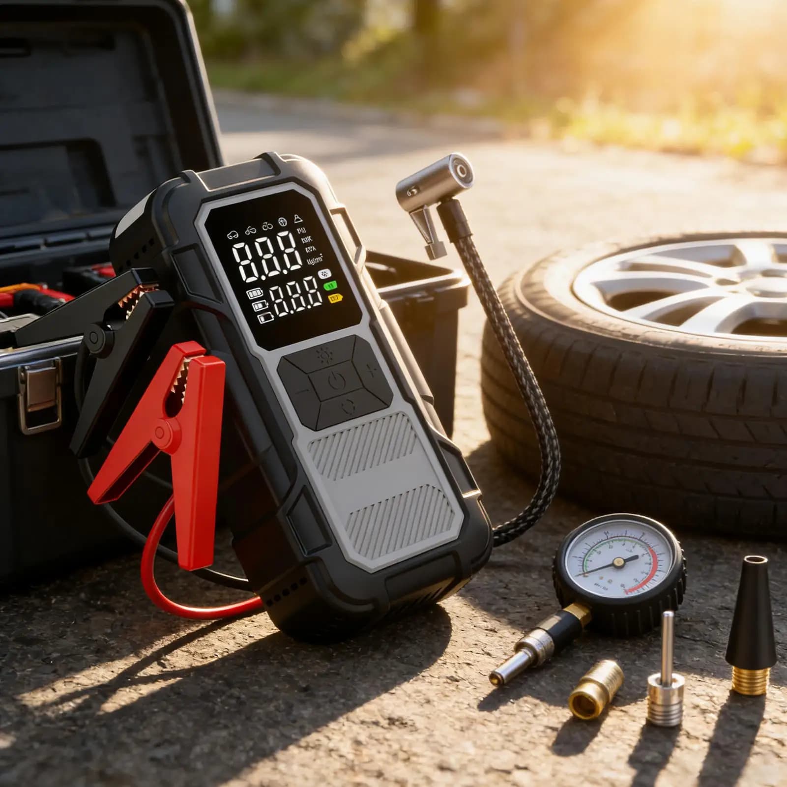Avviatore di emergenza per auto 12V 4000A Accumulatori e caricabatterie di riserva Batteria per auto morta Avviatore di emergenza per gonfiare pneumatici Viaggi lunghi Pendolarismo su strada urbano