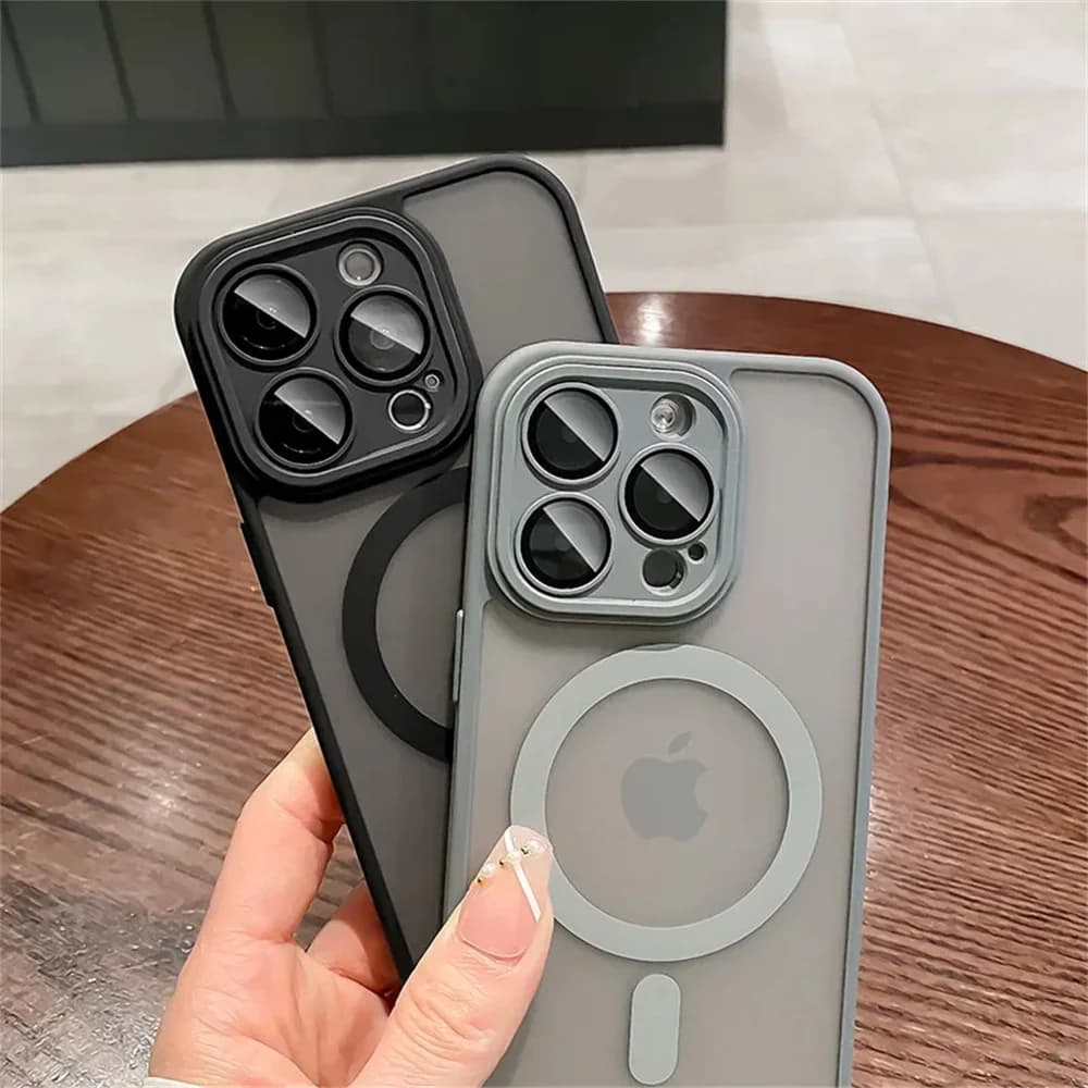 Matte Translucent Armor Shockproof Case For iPhone 16 15 14 13 12 11 Pro Max Plus 12 mini Magnetic Magsafe Wireless Charge Cover