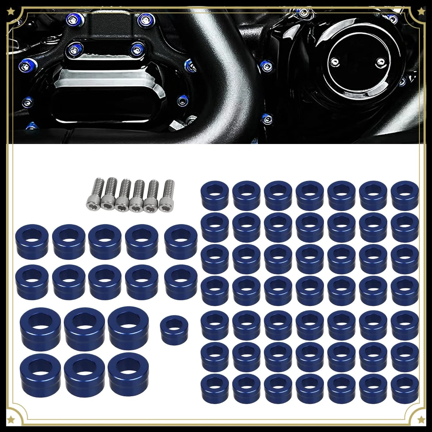 Motorcycle 66pcs Blue Motor Engine Bolt Caps Cover For Harley Dyna Touring Road King Street Glide Softail Fat Boy Sportster