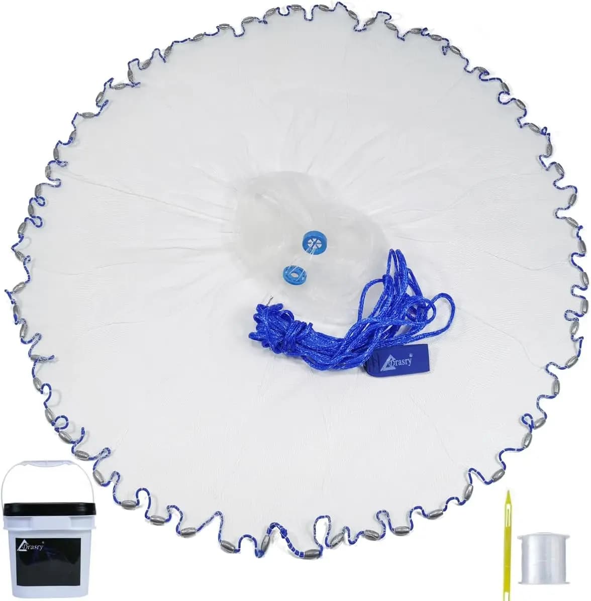 Rete da Pesca in Acqua Salata con Piombi Pesanti, Maglia da 3/8 a 1/2 Pollici, Diametro da 3 a 10 Piedi per Cattura di Esche e Pesci