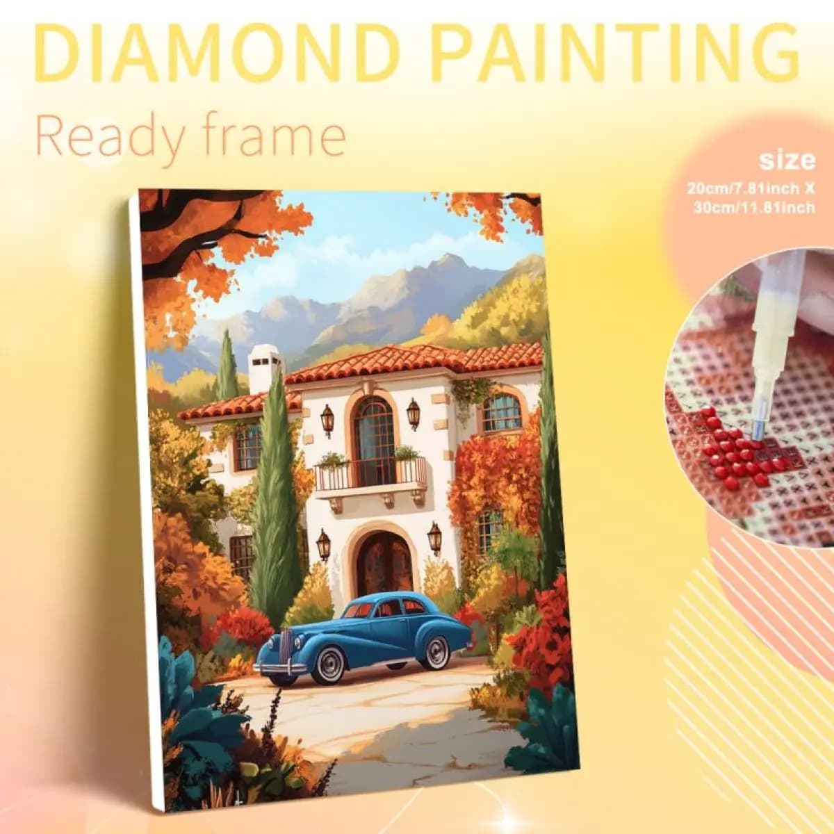 Custom Framed Painting Villa 5D Diamond Painting, Adult Diamond Art Kit, Modern Landscape Round/Full Square
