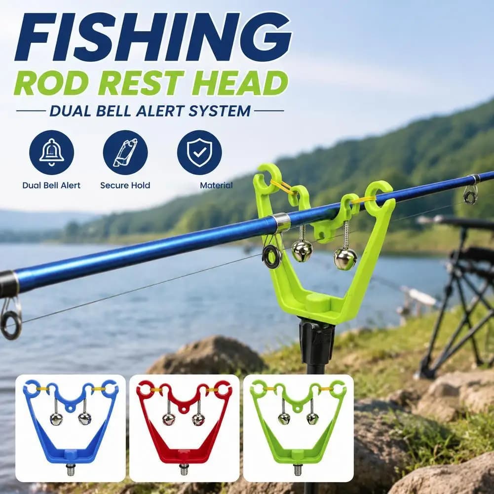 Bow Shaped Fishing Rod Holder Head with Bite Alarm Bell Y Rest Support Bracket Fast Night Fishing Tackle Accessories
