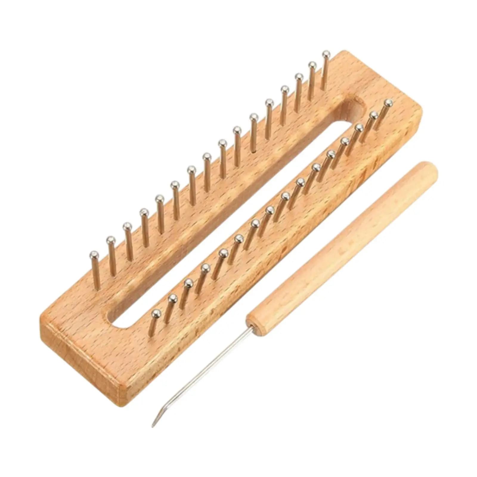 Wooden Knitting Loom Kit with Crochet Hook Multipurpose Weaving Tool for DIY Scarf Blanket Hat Socks Beginners