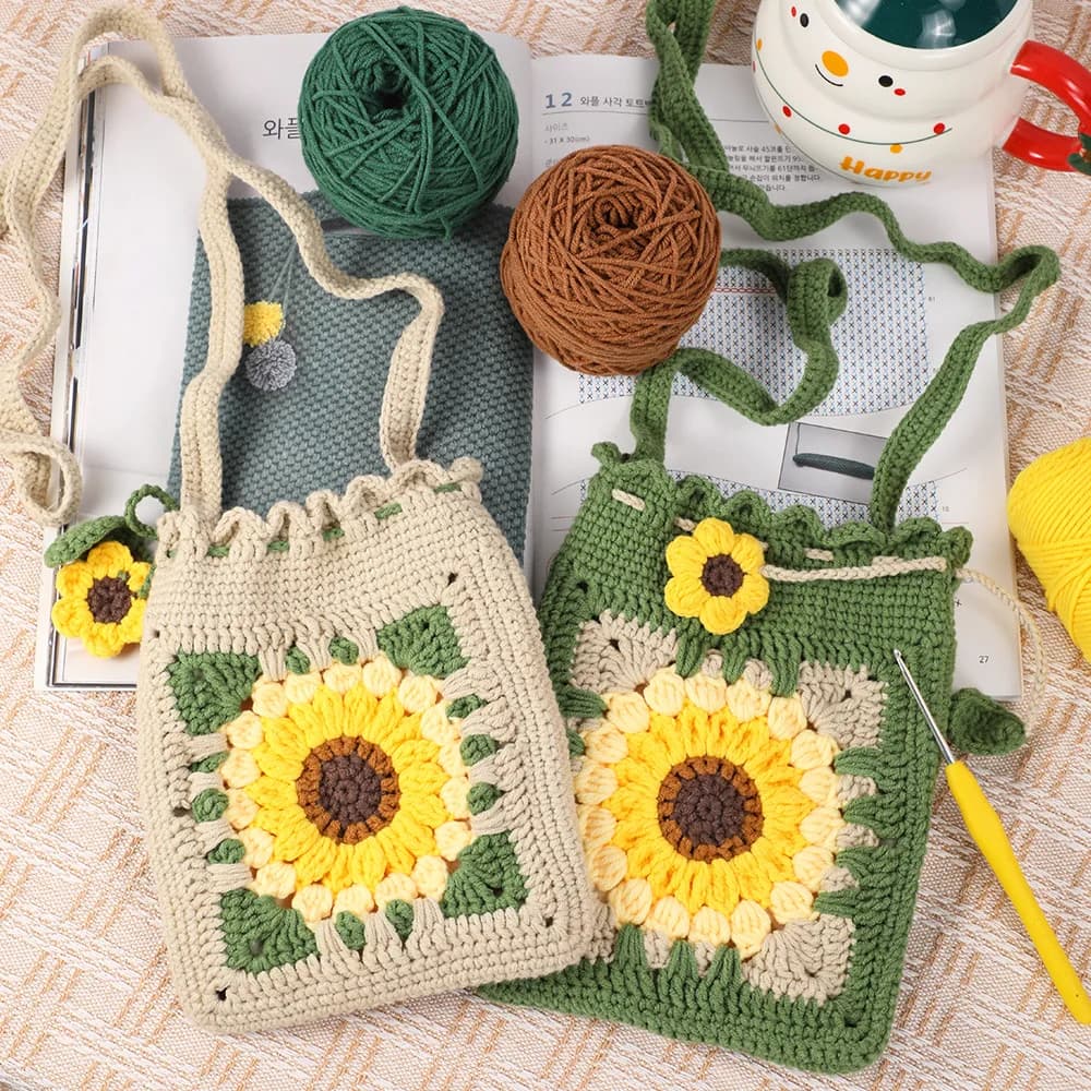 Il kit all'uncinetto per tutori per adulti principianti include un uncinetto, un filato e uncinetto per una borsa artigianale fai da te