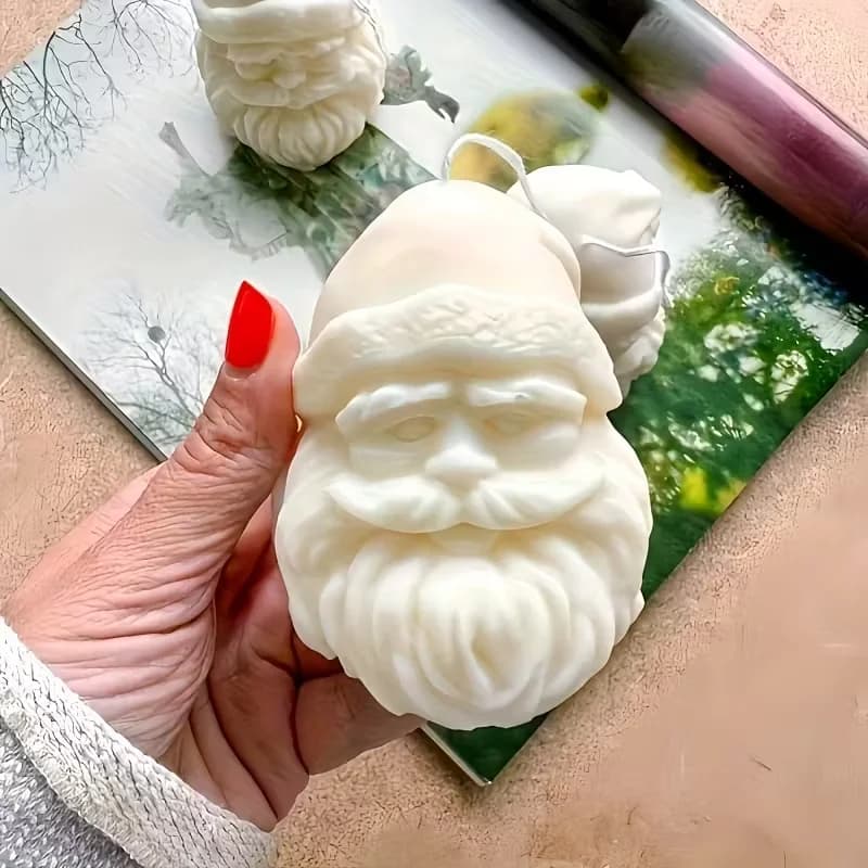 Stampo per Babbo Natale - Silicone resistente, antiaderente a sgancio facile per candele, sapone, gesso, resina, argilla, artigianato in cemento - B dettagliato