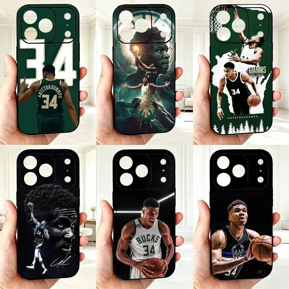 Basketball Giannis Antetokounmpo Phone Case For iPhone 17,16,15,14,13,12,11 Plus,Pro Max,XS,Soft Silicone Black Cover