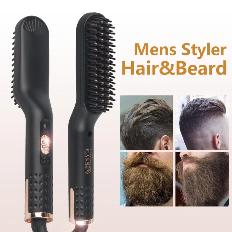 Pettine Professionale Multifunzione per Capelli e Barba, Spazzola Lisciante e Arricciacapelli a Riscaldamento Rapido, Strumento di Styling
