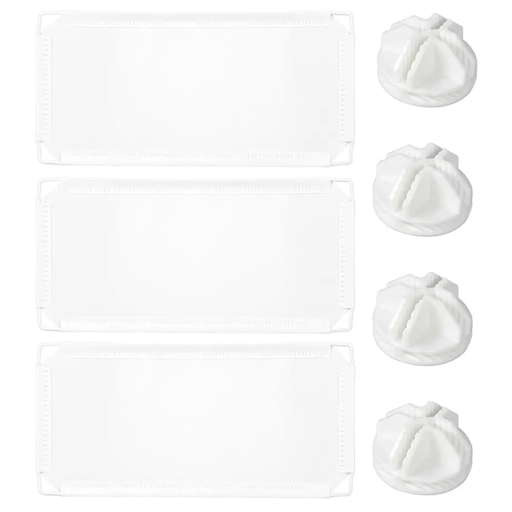 Desk sneeze guard panel for office employees to protect users at desk, 3 white PP and iron divider boards with buckles