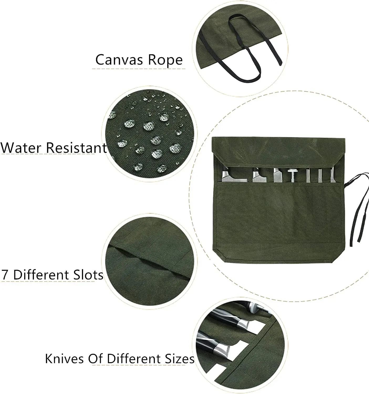 Borsa Porta Coltelli da Chef, Design Multi-Tasca, Organizer Arrotolabile, Tela Resistente all'Acqua, Custodia per Coltelli da Cucina