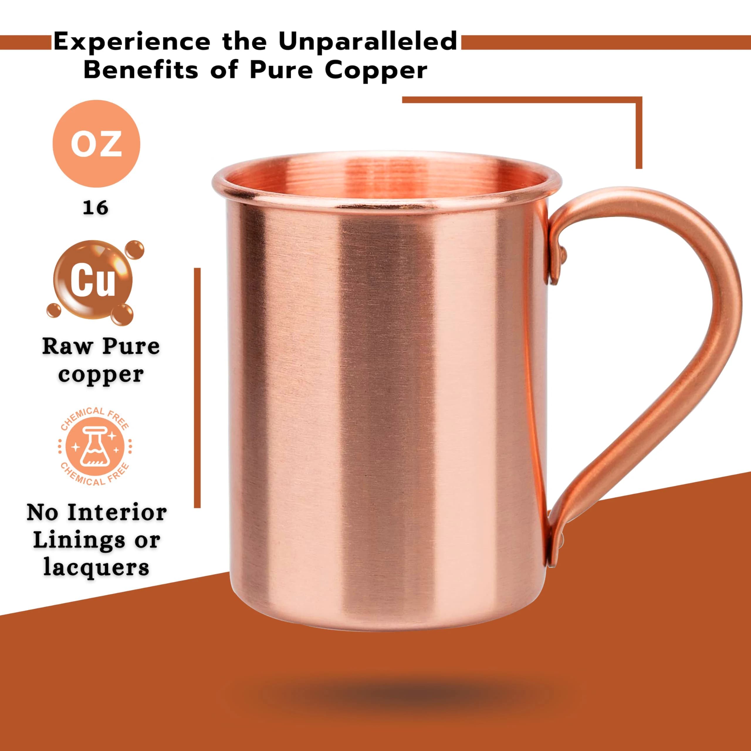 Tazza in Rame Puro da 400ml, Lussuosa e Liscia, con Finitura Martellata Artigianale, per Vino, Birra, Cocktail e Latte
