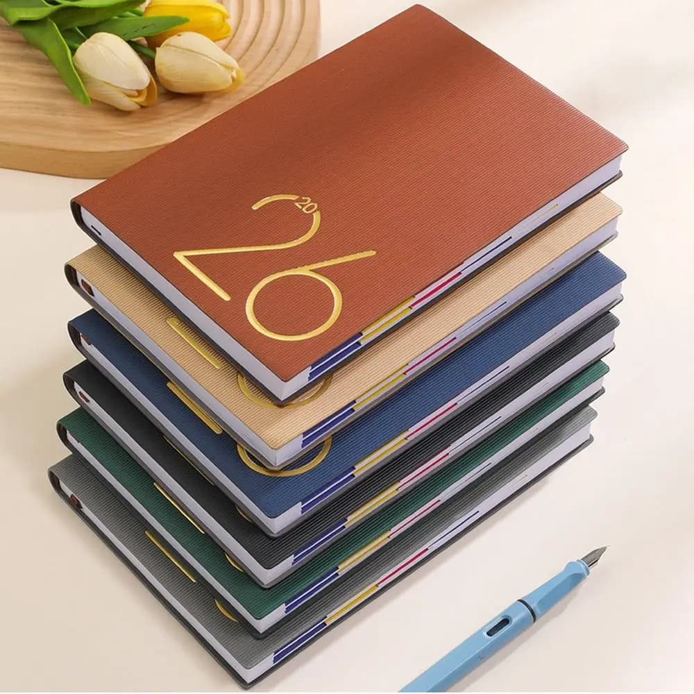 English 2026 Schedule Planner Notepad Wear-resistant Bookmark A5 Agenda Planning Notebook Thick Paper 12 Months