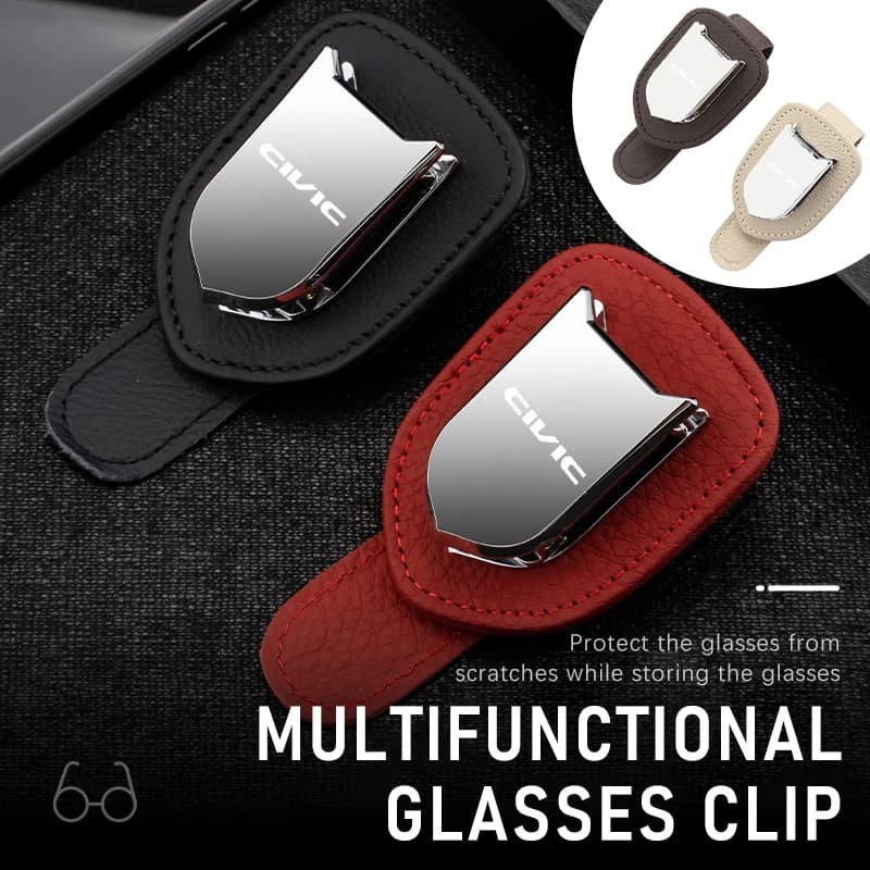 For Honda Universal Car Glasses Clip Leather Sunglasses Hanger Card Holder typer civic 4d 10th gen 8th 2014 2015 2016 2017 2018