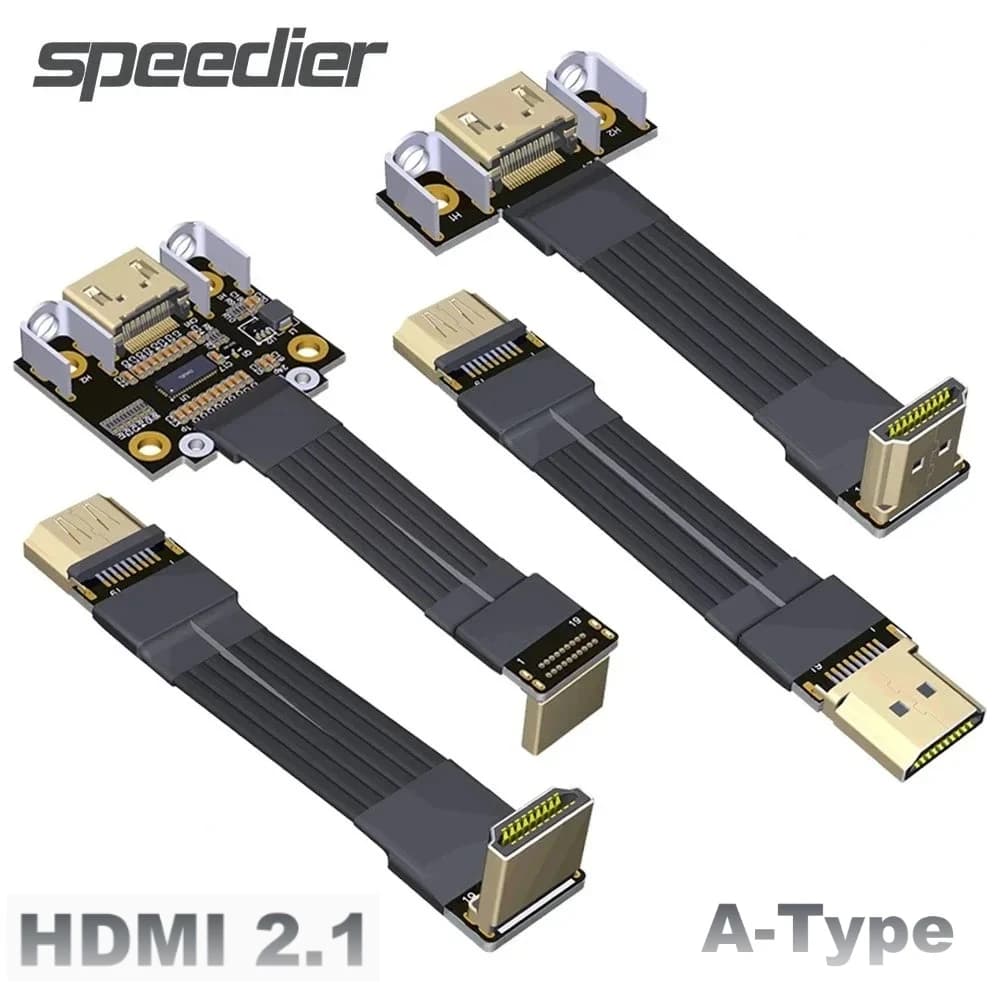 Cavo di prolunga a nastro piatto tipo A HD 2.1/2.0 maschio-femmina 2K 4K/144Hz FPC FPV GPU HD V2.1 Estensore audio e video con foro per vite