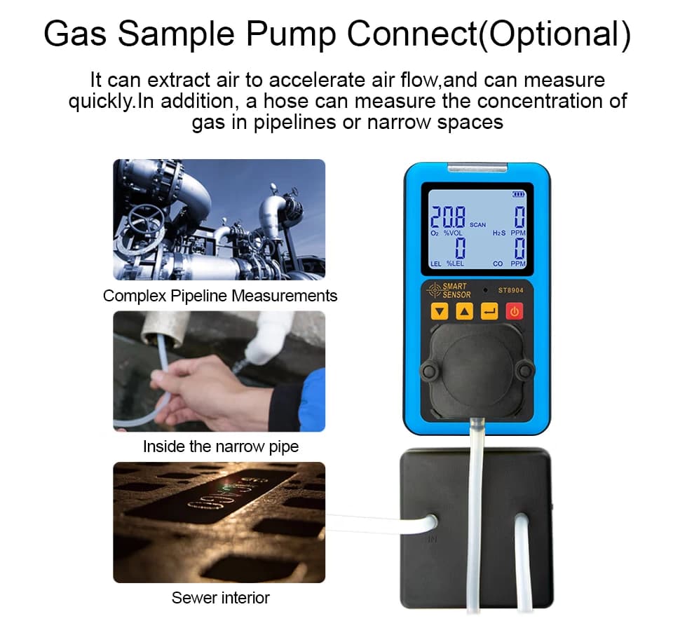 Multifunctional Gas Detector Oxygen O2 Hydrogen Sulfide H2S Carbon Monoxide CO Combustible Gas Smoke Analyzers LEL Gas Air Meter