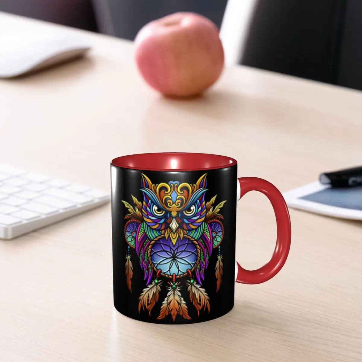 Dreamcatcher Owl Mug Funny Ceramic Coffee Cups Tea Mugs Milk Cup Drinkware Gift for Friends