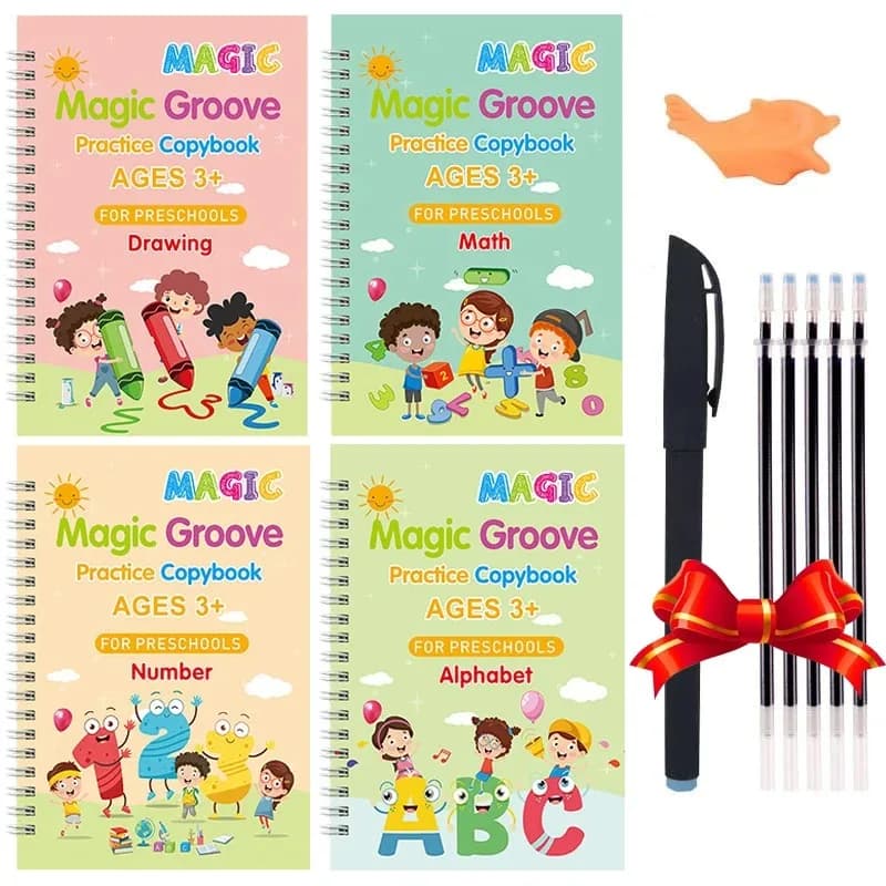 4 libri/set Quaderno per schizzi Calligrafia Montessori Libro magico Quaderno per bambini Scrittura a mano per bambini Libro per imparare presto