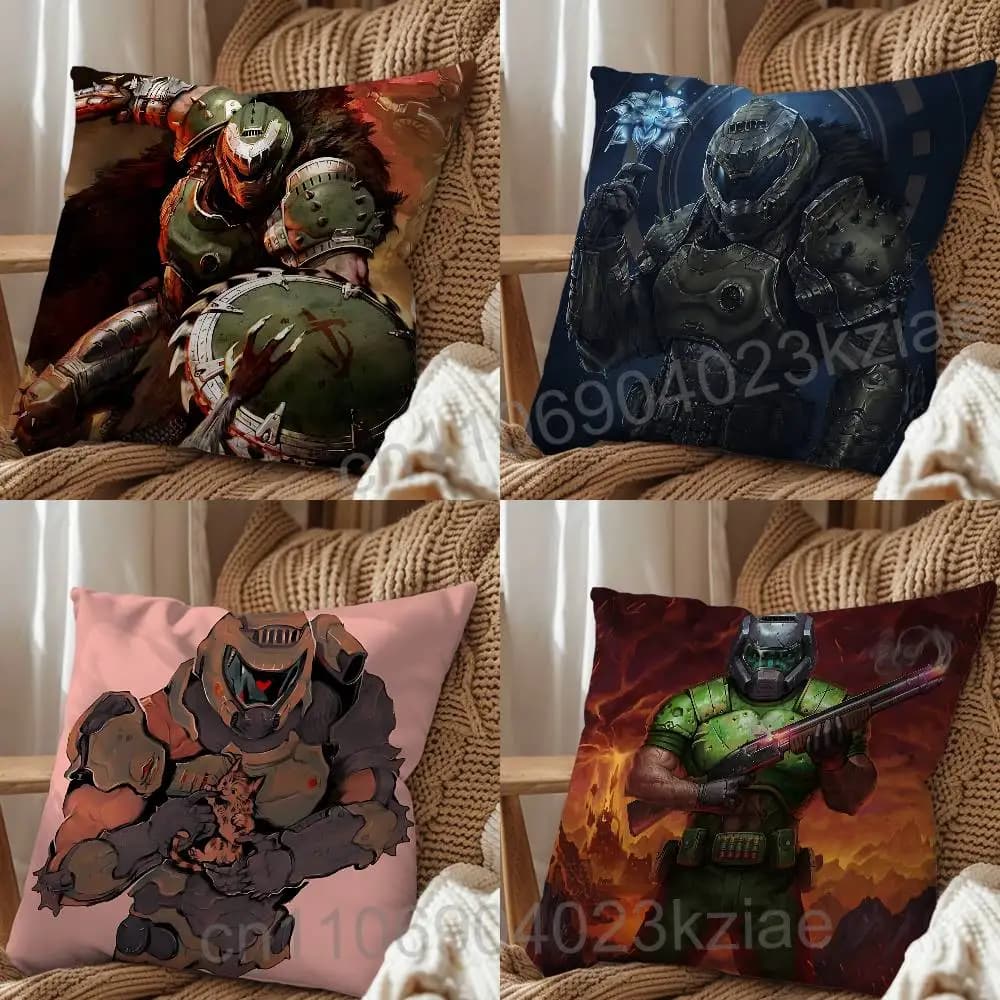 game Space Marine Doom Slayer Pillow Case Office Cushions Suitable For Sofa Car Bedroom Decorative Cushion Cover